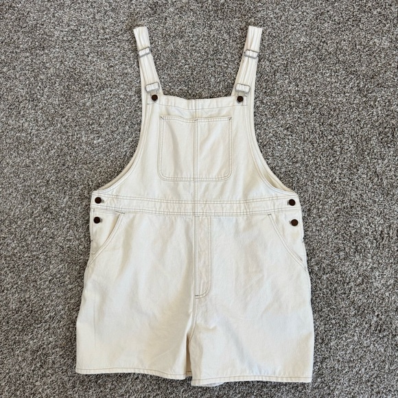 Madewell NWT Denim Oversized Carpenter Shortalls Tile White:Raw Hem Edition XXL - Picture 3 of 9